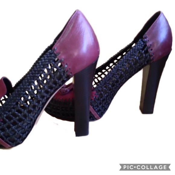 Chelsea Paris DESIGNER LEATHER Red/Black Heels 38 - Picture 6 of 13